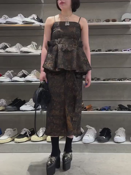 METAL FLOWER+PIERCED PLATFORM SANDAL