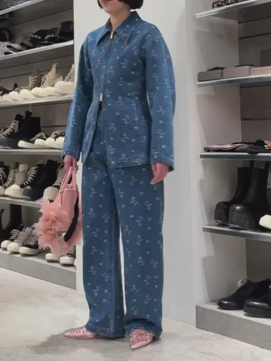 FLORAL JACQUARD DENIM JACKET