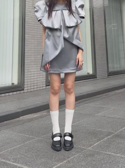 SATIN BOW DRESS WOVEN