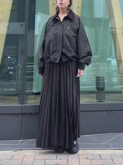 COMBINED PLEATS×DENIM SKIRT