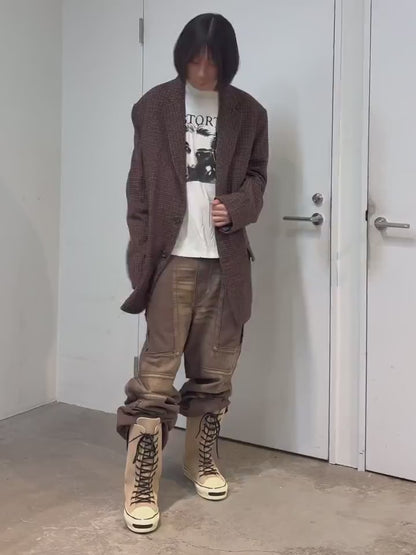 "JOEY"AGED-SOLE SUEDEVULCANIZED LONG SNEAKER