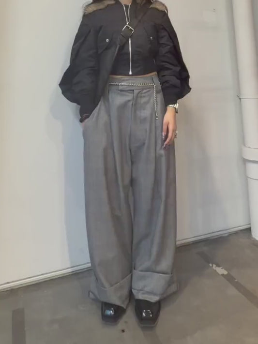 NYLON BOMBER JACKET WITH BACK FUR