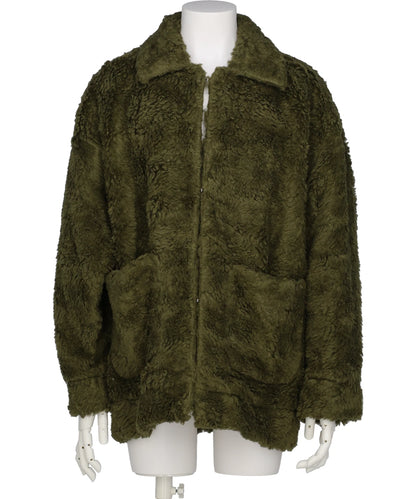 HAND-PAINTED HEMP FAUX FUR JACKET