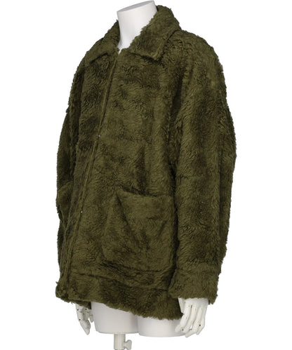 HAND-PAINTED HEMP FAUX FUR JACKET