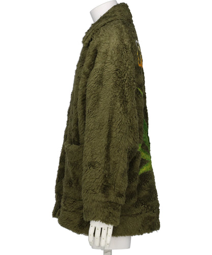 HAND-PAINTED HEMP FAUX FUR JACKET