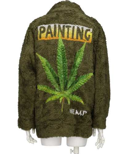 HAND-PAINTED HEMP FAUX FUR JACKET
