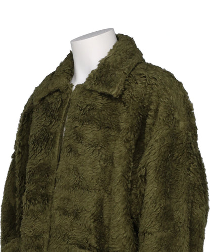 HAND-PAINTED HEMP FAUX FUR JACKET