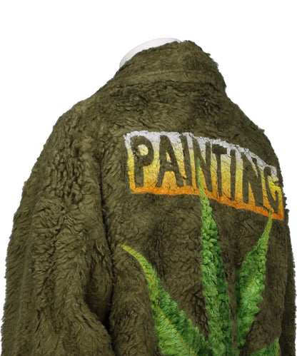 HAND-PAINTED HEMP FAUX FUR JACKET
