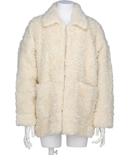 HAND-PAINTED HEMP FAUX FUR JACKET