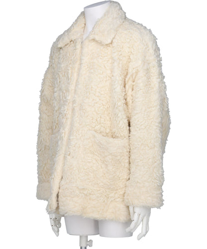 HAND-PAINTED HEMP FAUX FUR JACKET