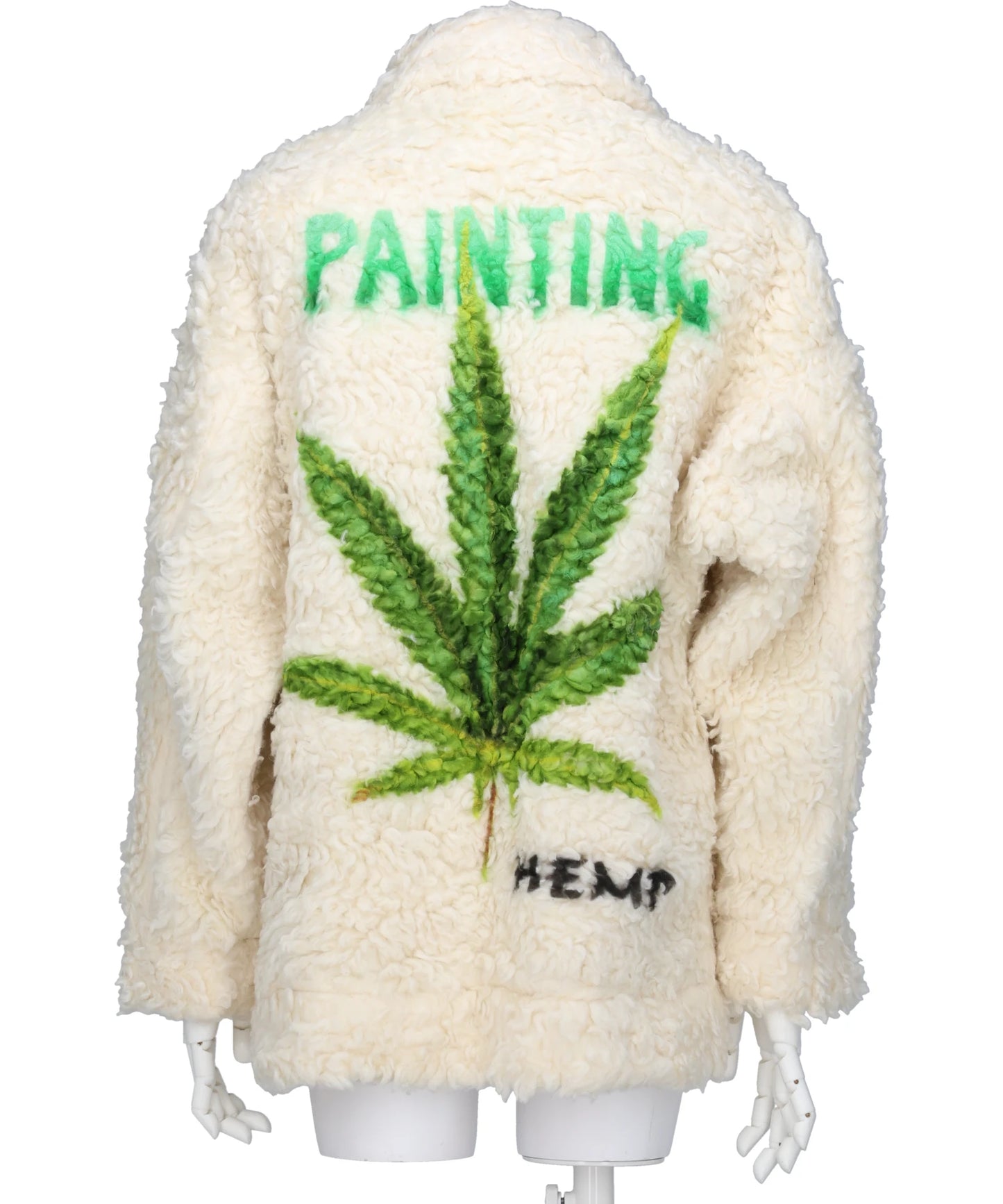 HAND-PAINTED HEMP FAUX FUR JACKET