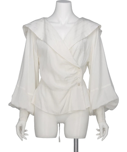 ROSE JAQUARD STRIPE SAILOR COLLAR BLOUSE