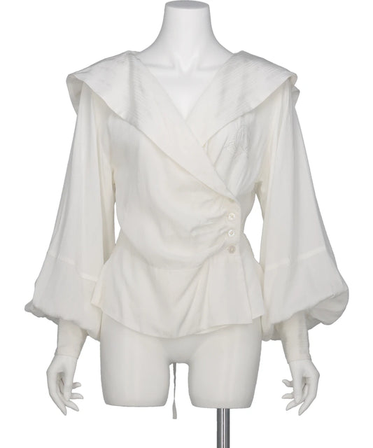 ROSE JAQUARD STRIPE SAILOR COLLAR BLOUSE