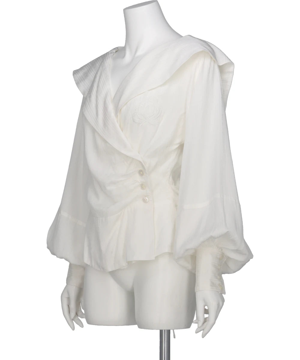 ROSE JAQUARD STRIPE SAILOR COLLAR BLOUSE