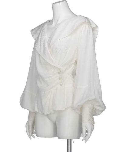 ROSE JAQUARD STRIPE SAILOR COLLAR BLOUSE