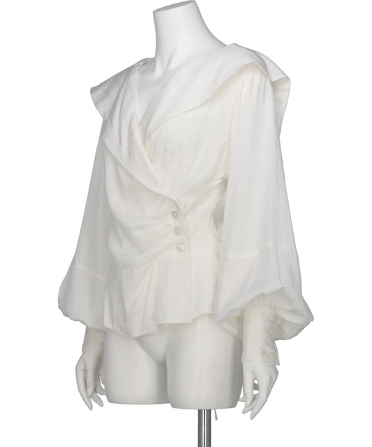 ROSE JAQUARD STRIPE SAILOR COLLAR BLOUSE