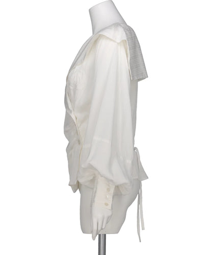 ROSE JAQUARD STRIPE SAILOR COLLAR BLOUSE