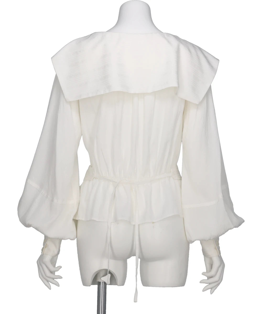 ROSE JAQUARD STRIPE SAILOR COLLAR BLOUSE