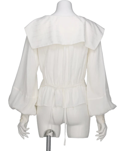 ROSE JAQUARD STRIPE SAILOR COLLAR BLOUSE