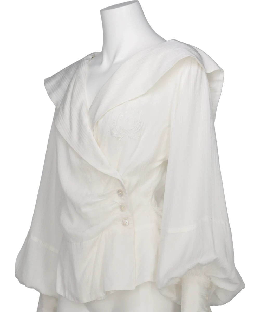 ROSE JAQUARD STRIPE SAILOR COLLAR BLOUSE