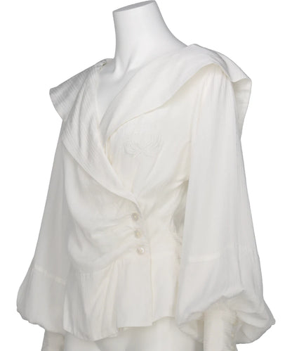 ROSE JAQUARD STRIPE SAILOR COLLAR BLOUSE