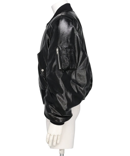 PATENT MASSIVE ROUNDED SLEEVE BOMBER JACKET