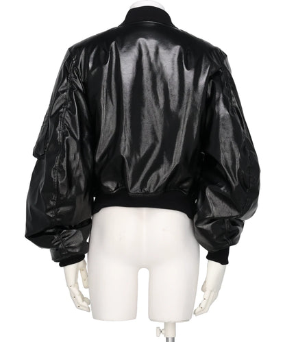 PATENT MASSIVE ROUNDED SLEEVE BOMBER JACKET