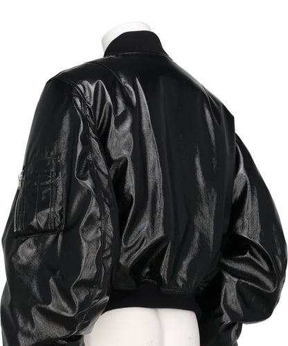 PATENT MASSIVE ROUNDED SLEEVE BOMBER JACKET