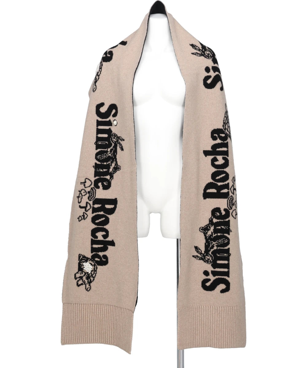 LONG GRAPHIC LOGO KNIT SCARF