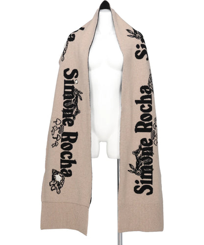 LONG GRAPHIC LOGO KNIT SCARF
