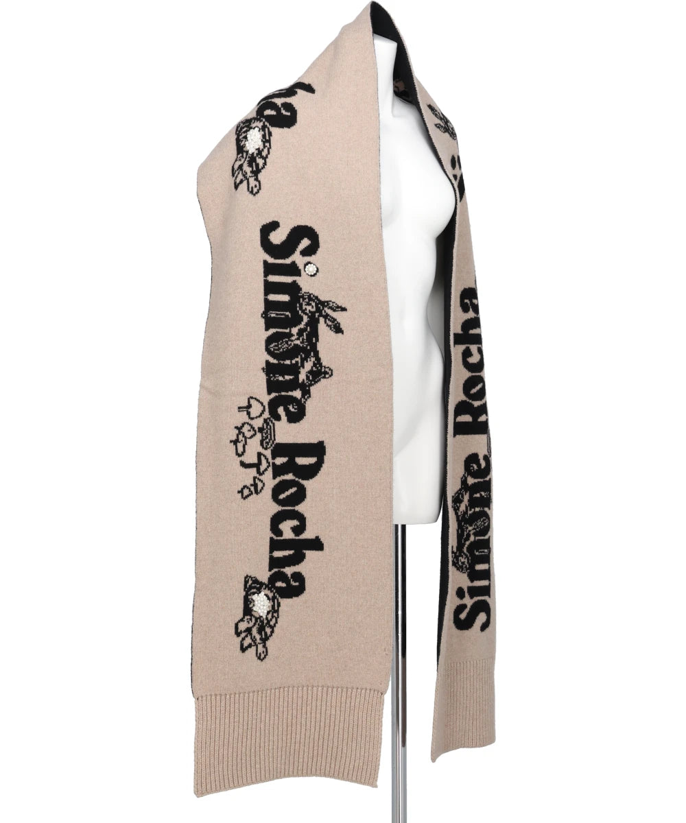 LONG GRAPHIC LOGO KNIT SCARF