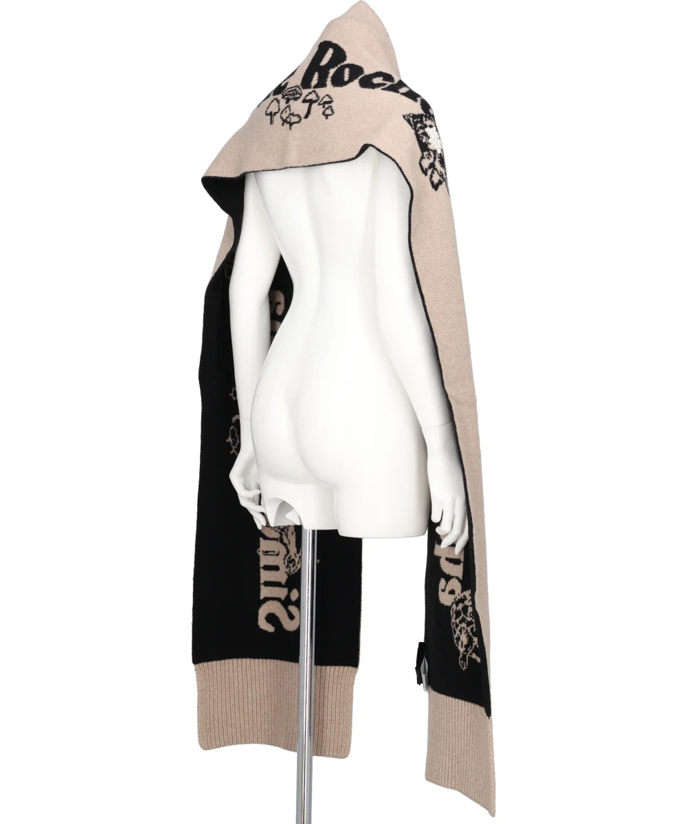 LONG GRAPHIC LOGO KNIT SCARF