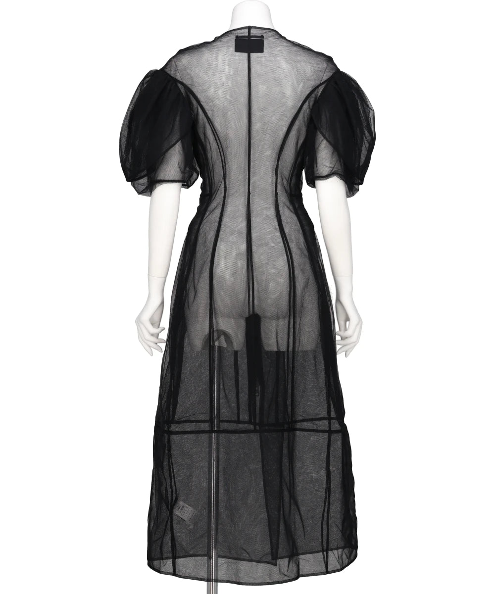 SHEER PETAL SLEEVE SCULPTED BIKER DRESS