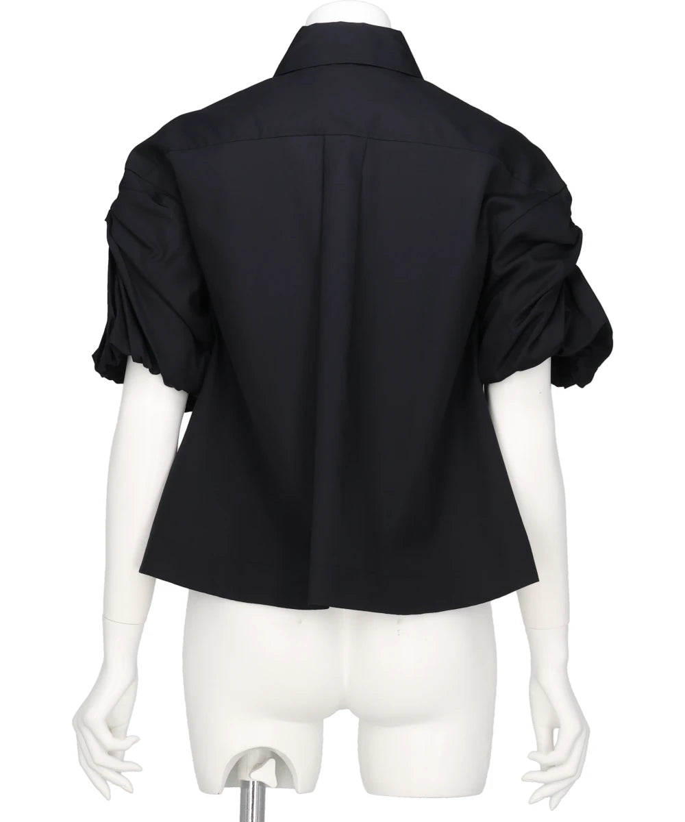 CROPPED PUFF BOW SLEEVE SHIRT