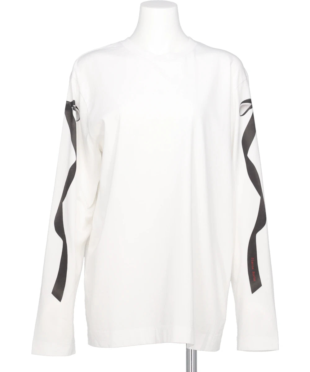RIBBON BOW TAIL PRINT LONG SLEEVE T-SHIRT