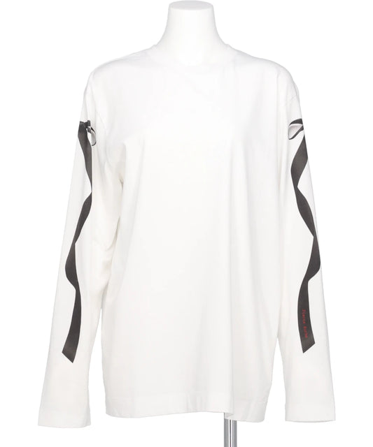 RIBBON BOW TAIL PRINT LONG SLEEVE T-SHIRT