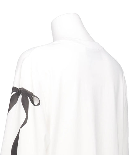 RIBBON BOW TAIL PRINT LONG SLEEVE T-SHIRT