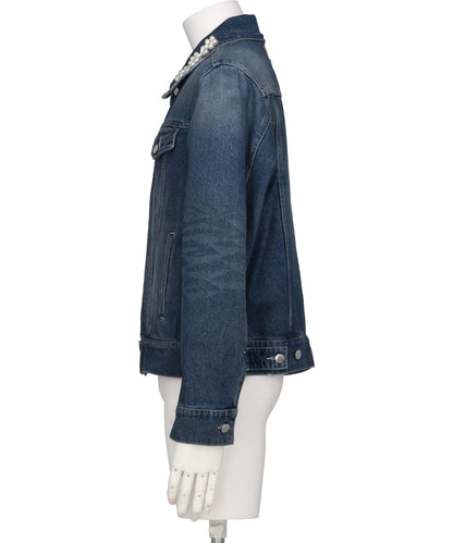 FITTED DENIM TRUCKER JACKET W/ EMB
