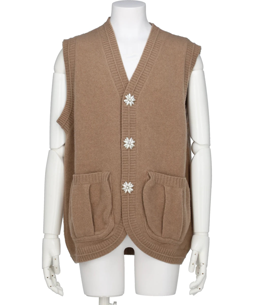 KNIT VEST W/ PEARL BUTTONS