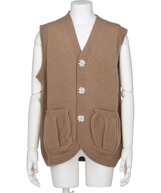 KNIT VEST W/ PEARL BUTTONS
