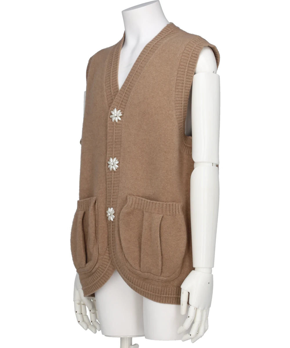 KNIT VEST W/ PEARL BUTTONS