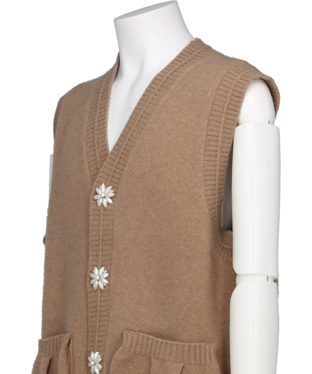 KNIT VEST W/ PEARL BUTTONS