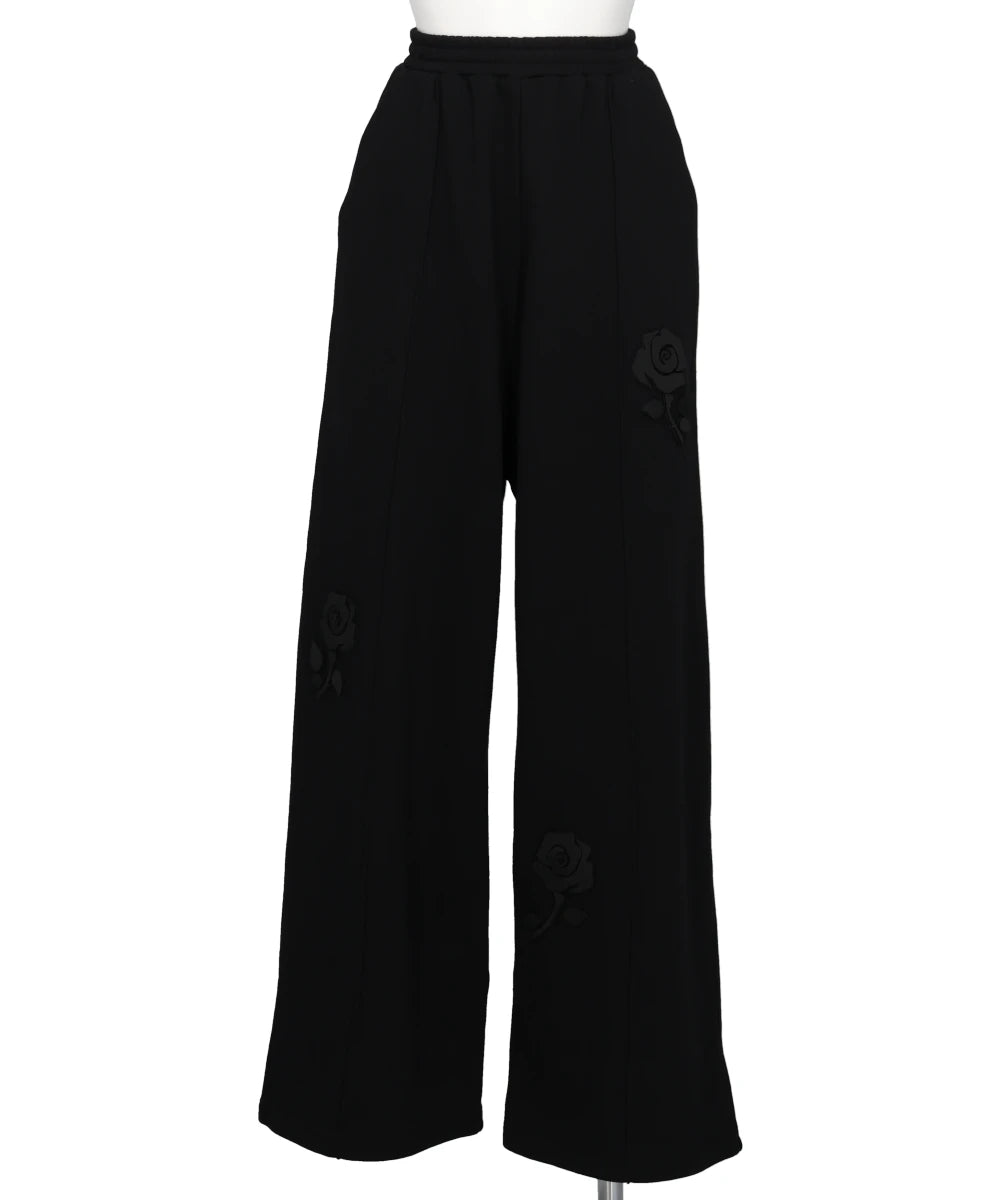 FLOWER APPLIQUE JERSEY PANTS