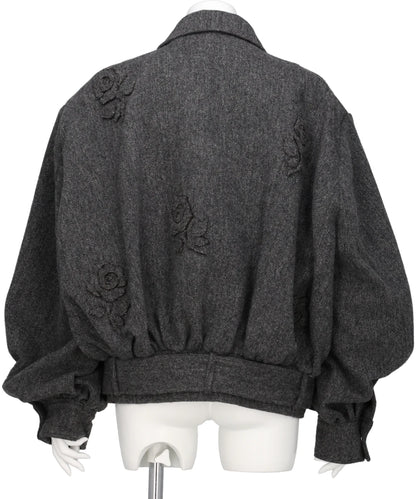 FLOWER APPLIQUE BOMBER JACKET