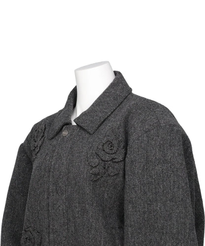 FLOWER APPLIQUE BOMBER JACKET