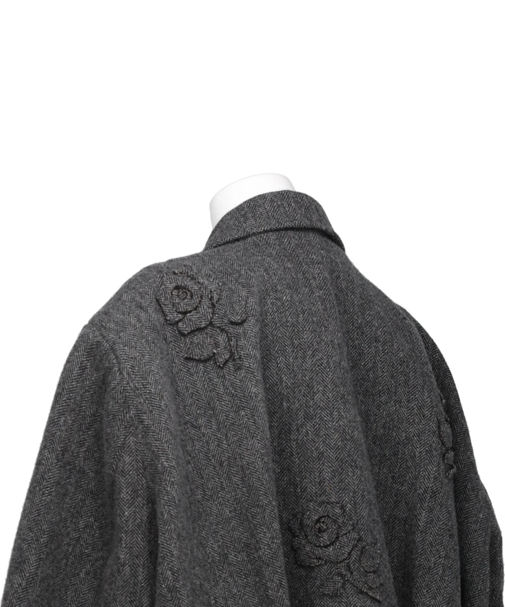 FLOWER APPLIQUE BOMBER JACKET