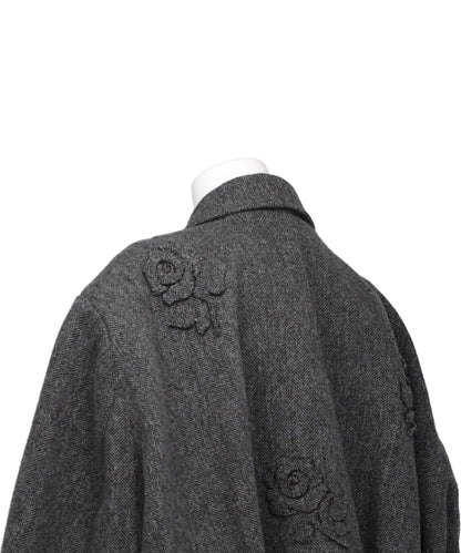 FLOWER APPLIQUE BOMBER JACKET