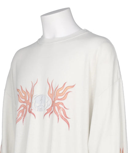“SKULL FLAME”DISTRESSED L/S TEE