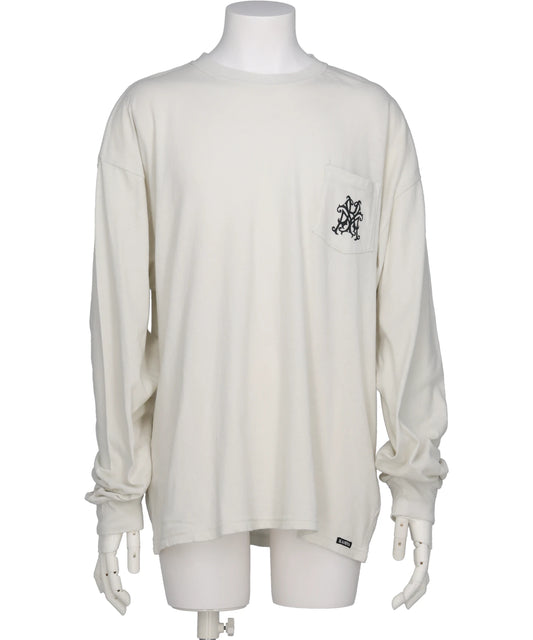 “MESSENGER BIRD”DISTRESSED L/S POCKET TEE