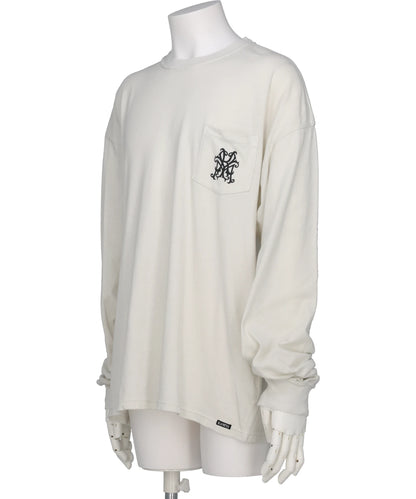 “MESSENGER BIRD”DISTRESSED L/S POCKET TEE